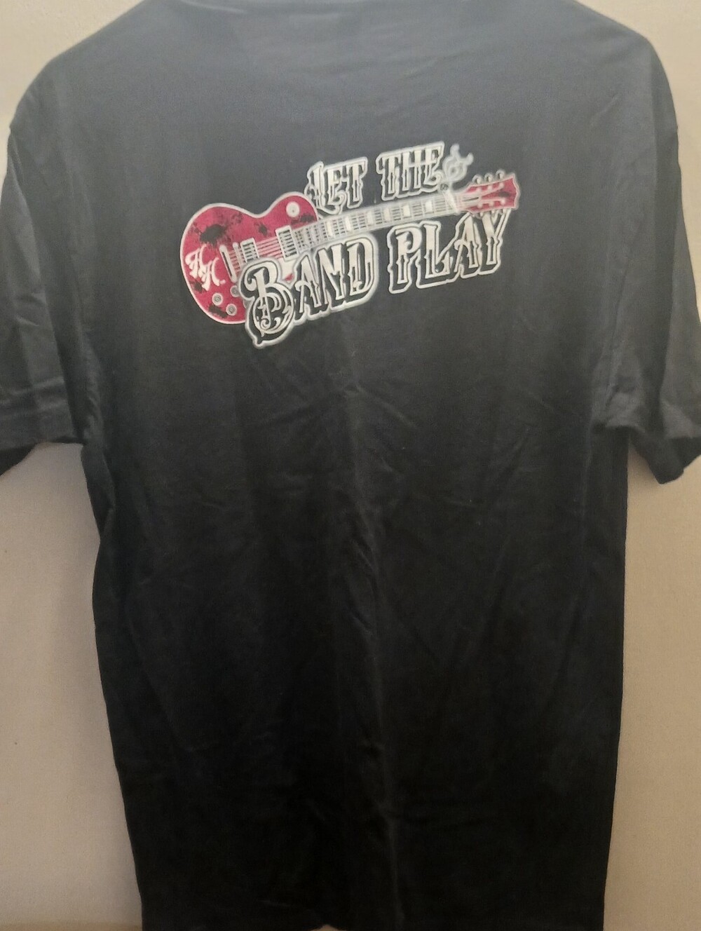 Next Level Apparel Black Tee with Red Guitar Graphic